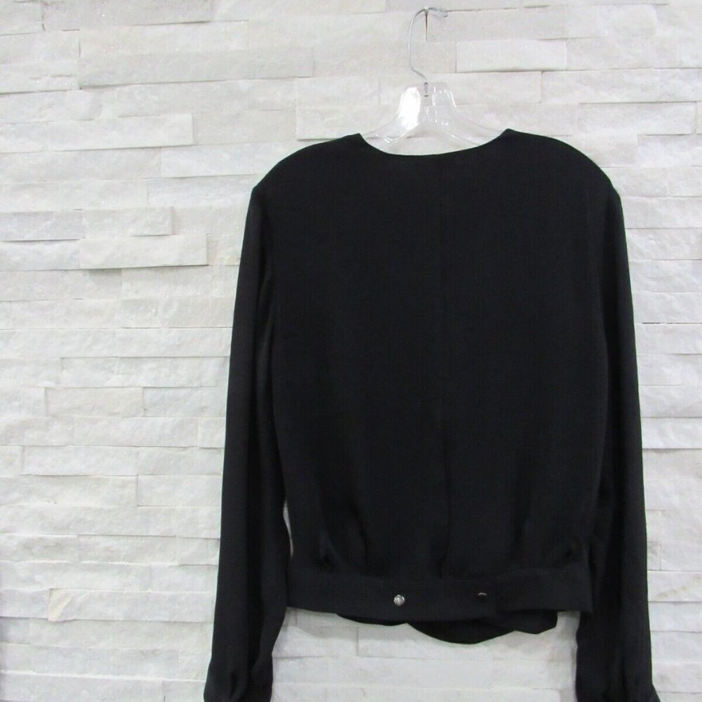 L'Agence Black %100 Silk Wrap Crossover Blouse EUC - Picture 8 of 10